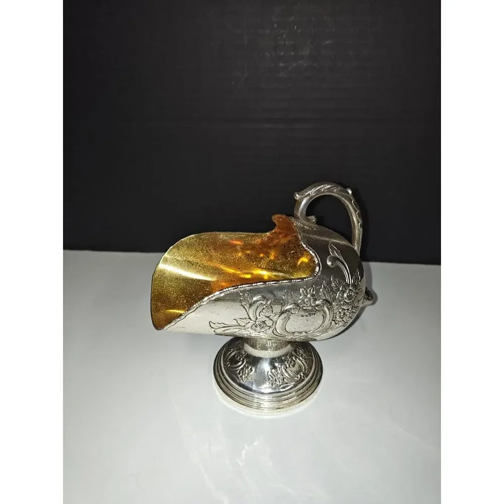 Raimond Sterling Silver Plated Sugar Scuttle Vintage Flower Botanical Designs